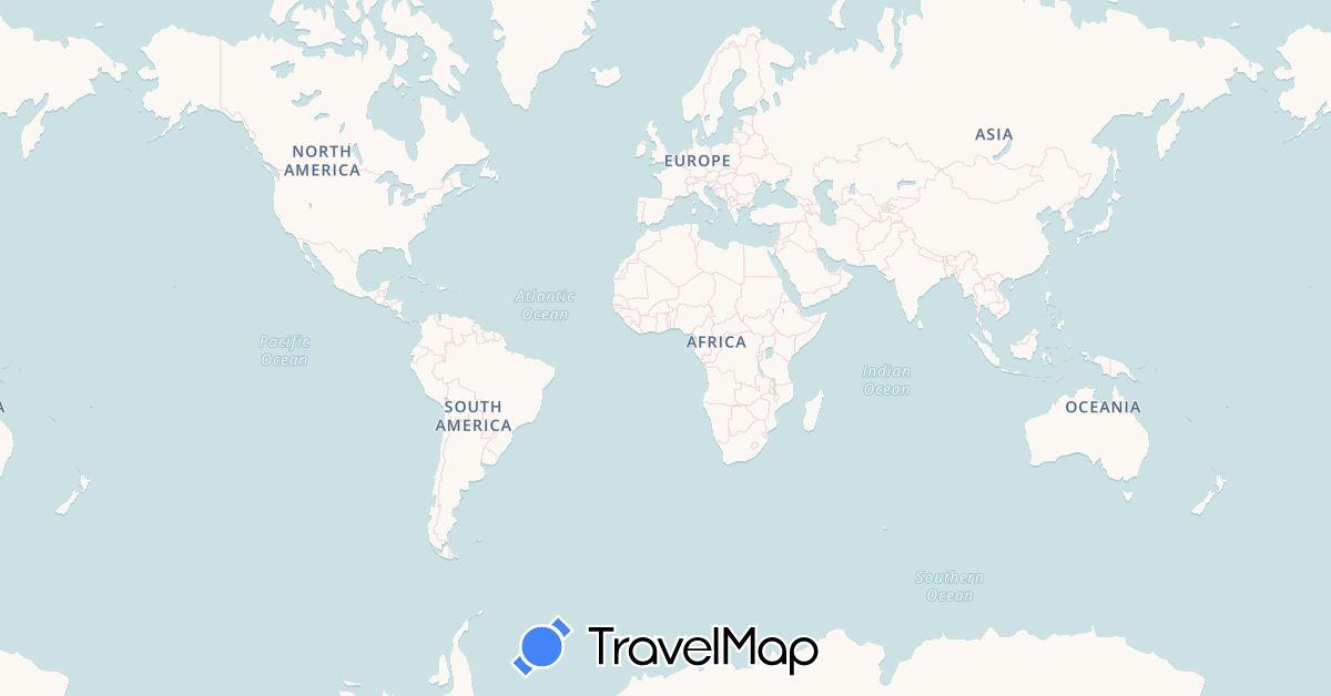 TravelMap itinerary: driving, plane, boat in United Arab Emirates, Australia, France, New Caledonia, New Zealand (Asia, Europe, Oceania)